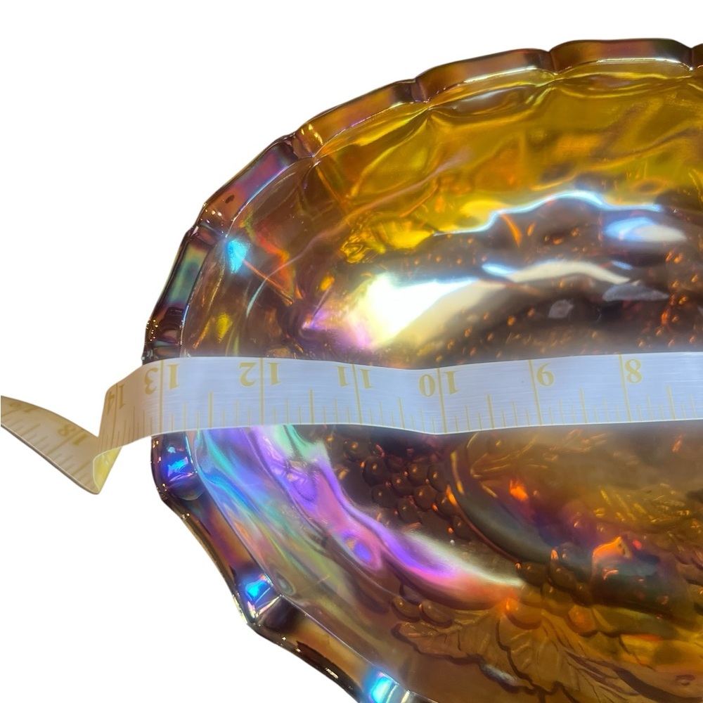 Vintage Indiana Glass Large
Amber Harvest Fruit Carnival
Glass Oval Footed Bowl - Picture 2 of 11